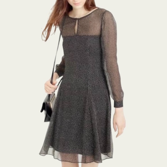 J. Crew Dresses & Skirts - J.Crew - Sheer Silk Crepe Longsleeve Dress - Sz 10